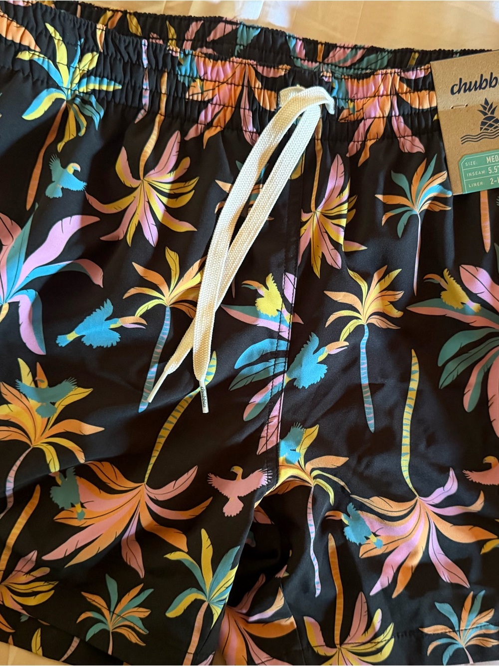 chubbies Black Tropical Floral Print Men’s Swimsuit